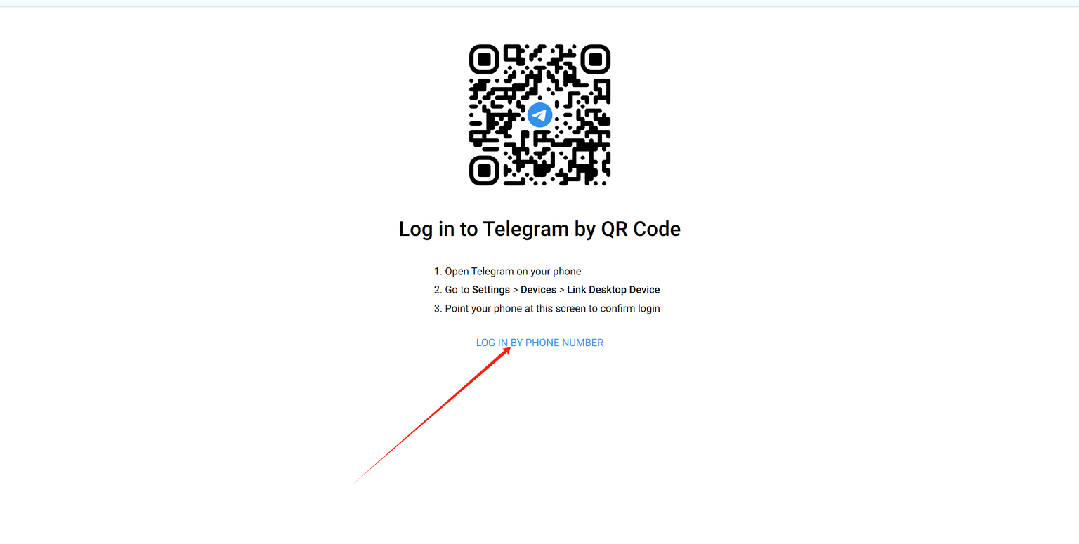 网页版 Telegram 输入手机号